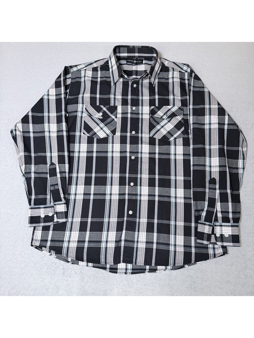 Beverly Hills Polo Club Button Up Shirt Men's Size XL Black Gray Long Sleeve